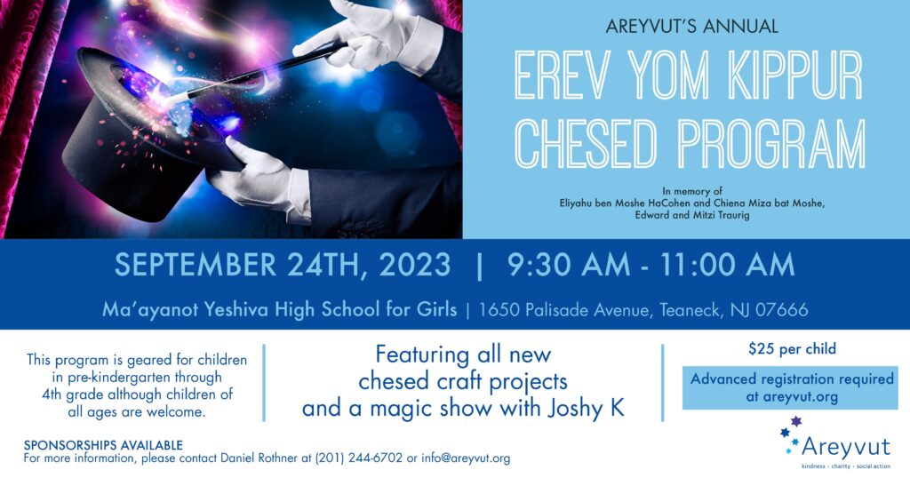 5784 Erev Yom Kippur Chesed Program Areyvut Mitzvah Projects